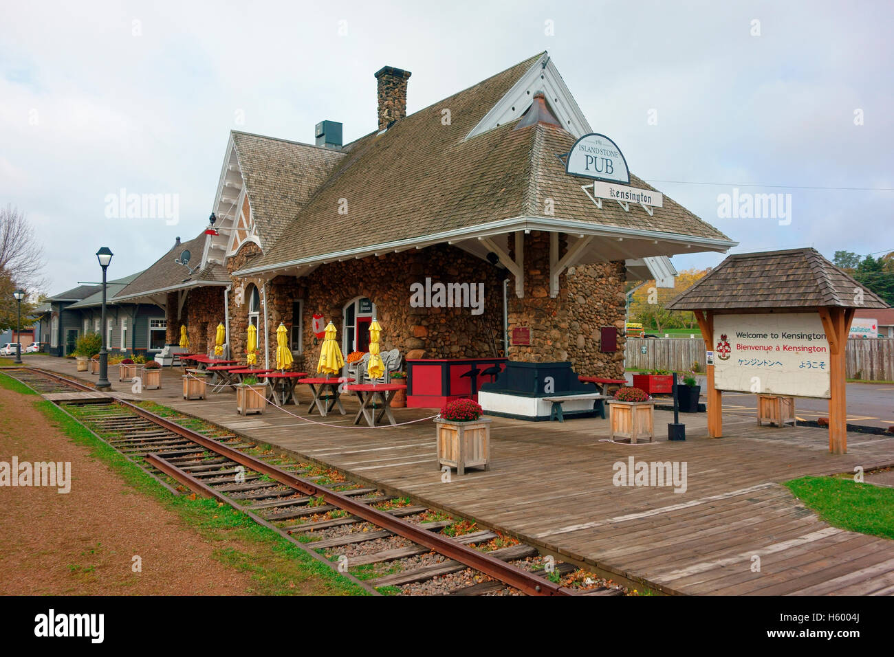 The railway station used in the film version of Montgomery`s 'Anne of Green Gables' in Kensington, Prince Edward Island, Canada Stock Photo